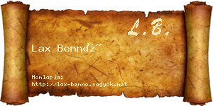 Lax Bennó névjegykártya
